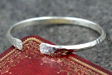 Hammered Pure Sterling Silver Bracelet S925 Womens Raised Pattern Mens Bracelet Bangle Cuff Jewelry