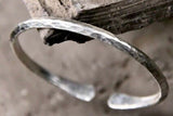 Hammered Pure Sterling Silver Bracelet S925 Womens Raised Pattern Mens Bracelet Bangle Cuff Jewelry