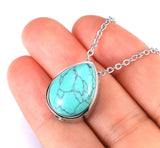 Turquoise Teardrop Memorial Urn Cross Silver Necklace Pet Cremation Waterproof Stainless Steel Urn for Ashes Remains Men Woman Jewellery