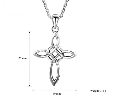 925 Irish Celtic Knot Cross Necklace Solid Sterling Silver Pendant for Women Cast Jewelry link Chain Jewellery for Girls