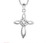 925 Irish Celtic Knot Cross Necklace Solid Sterling Silver Pendant for Women Cast Jewelry link Chain Jewellery for Girls