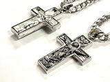 Cross Image of Jesus Ascension Prince of Peace Dove Crucifix Catholic Antiqued with Cross Box Chain