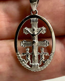 Caravaca de la Cruz Cross Solid Sterling Silver inlay zircon Two angels lignum crucis