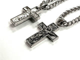 Cross Image of Jesus Ascension Prince of Peace Dove Crucifix Catholic Antiqued with Cross Box Chain