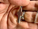 Jesus Cross Solid Sterling Silver Prince of Peace Dove carrying Lamb Catholic Antiqued with Chain