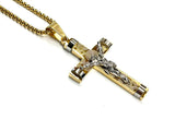 Medium Gothic Cross Crucifix Necklace for Men Women Waterproof Jewelry Silver Gold Heavy Stainless Steel Jesus Christ Catholic Orthodox