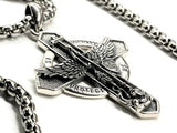 Winged Saint Michaels the Archangel Cross Solid Sterling Silver Waterproof Protect Us Celtic Shield St Patron Saint Police Officers Soldiers