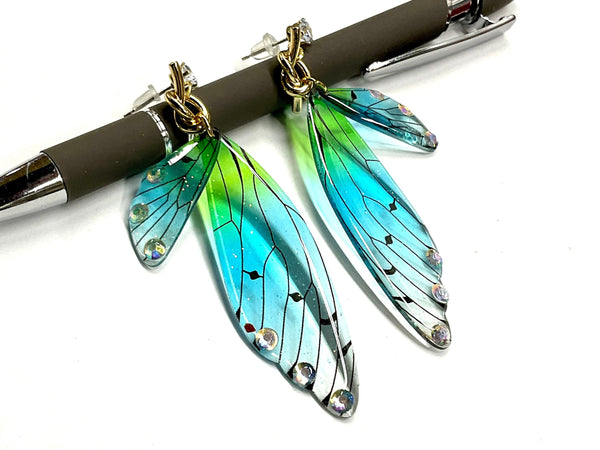 Large Butterfly Earrings Double Butterfly Wings acrylic fairy hope rebirth transformation Enchanted LARP Cosplay wedding peace earthly beauty