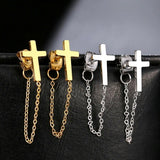 Cross Earrings Tassel Chain Jesus Jewelry for Woman and Girls All Stainless Steel Waterproof Hypoallergenic