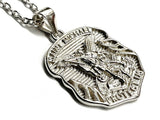 Winged Saint Michael Protect Us Archangel Solid Sterling Silver Waterproof Shield Patron Saint Police Officers Soldiers