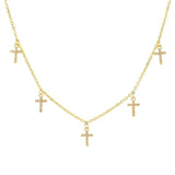 Multi Cross Silver Gold Tiny 5 Cross Necklace and Earrings Cross Chain Small choker Women Girls Meaning of the Horizontal Cross