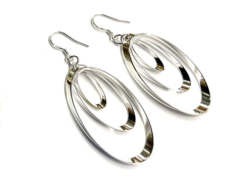 Silver 3 Hoop Earring for Woman 3 Sizes Drop Dangle Earrings for Women Girls Jewelry jewellery