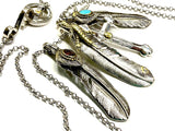 Cross Eagle Feather Necklace Western 3 Dangle Silver Eagle Claw Antique Pendants Bohemian Boho Hippie Turquoise Indian Jewelry