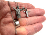 Solid Sterling Silver Christ the Redeemer Jesus Prince of Peace Crucifix open arms Cross Italian Chain catholic Rio Brazil Cristo Redentor