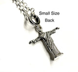 Solid Sterling Silver Christ the Redeemer Jesus Prince of Peace Crucifix open arms Cross Italian Chain catholic Rio Brazil Cristo Redentor