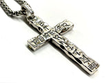 Hammered 2 Color Solid Sterling Silver Cross Necklace for men S925 with Brass inlay catholic crucifix