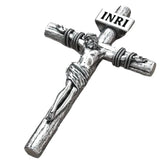 Jesus tied with ropes to the cross necklace and the wound in his side in solid sterling silver S925 crucifix for man catholic orthodox