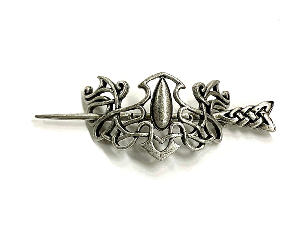 Irish hair barrette celtic shield and knot metal stick hair clip viking hairpin pullback silver braided hairstyle clip hair accessories