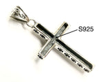 Large Solid Sterling Silver Cross Black Accent S925 Necklace for Men Old World Cross 2 Color Super Box Chain catholic crucifix Jesus