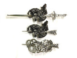 Dragon celtic irish hair barrette animal jellinge style hairpin knot hair-stick viking pullback braided hairstyle accessory