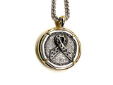 Breast Cancer Ribbon Necklace Medal Hope Love Cure Cast Medallion Stainless Steel Chain