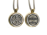 Peace Symbol Necklace Ribbon Medal Hope Love Cast Medallion Stainless Steel Chain