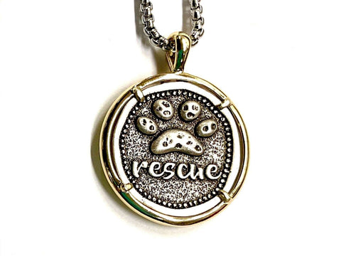 Dog Rescue Necklace Puppy Memorial Paw Prints Pets Rescue Inspirational  Love Pendant Medal Cast Medallion Stainless Steel Box Chain Jewish