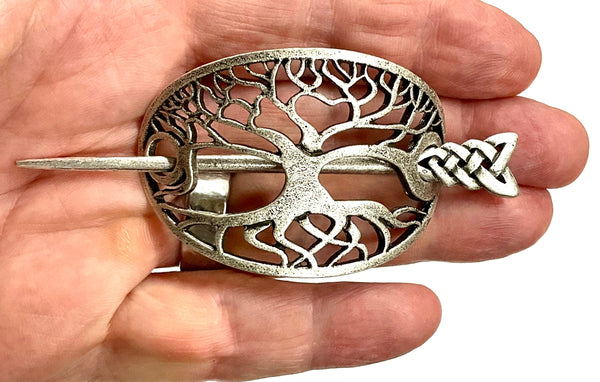 Tree of life hair barrette irish celtic metal stick hair clip viking hairpin pullback silver braided hairstyle clip hair accessories
