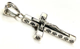 Large Solid Sterling Silver Cross Black Accent S925 Necklace for Men Old World Cross 2 Color Super Box Chain catholic crucifix Jesus