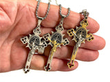 Large Crucifix Saint Benedict Medal Cross Necklace Catholic Orthodox for Men Gold Black Stainless Steel hip hop Jesus Religiou San Benito