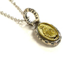 Solid Sterling Silver Ave Maria inlayed necklace Virgin Mary Madonna pendant S925 for Women - Solid Sterling Silver Pendant