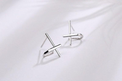 Dainty Solid Sterling Silver Cross Huggie Earrings 925 for Girls Women Silver Jesus Cross Post Wedding Jewelry Simple Christ Cross