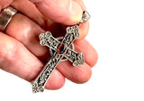 Irish Celtic Solid Sterling Silver Cross Natural Red Garnet Necklace S925 Pendant for Women Cast Jewelry link Chain Jewellery for Girls