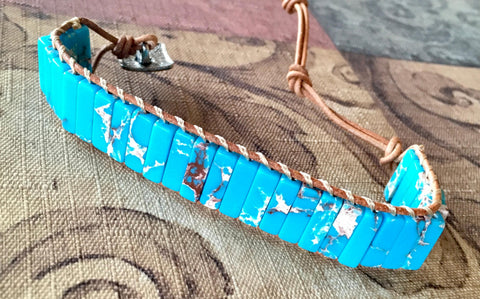 Natural stone bracelet wrap bohemian yoga leather friendship southwestern jewelry for women - Bohemian Style Stone Wrap Bracelet