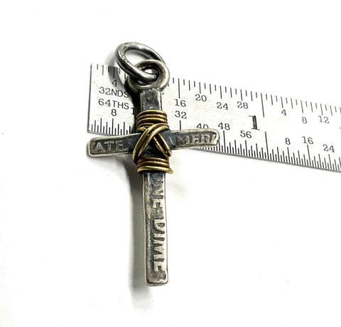 Solid Silver Cross US Coin Stamp Accent Stainless Steel Chain for Men Old World Silver Necklace Cross Super Box Chain Jesus