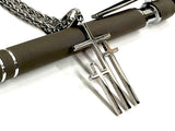 3 cross necklace hypoallergenic waterproof stainless steel for woman and men