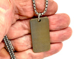 Solid brass BELIEVE dog tag cross necklace pendant detail engraved cross hatch biker heavy box chain jewelry