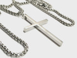 Slender Sleek Silver Cross Chain for Men Women Necklace Waterproof Hypoallergenic Stainless Steel Girls Boy Jesus Hope Jewelry Christian