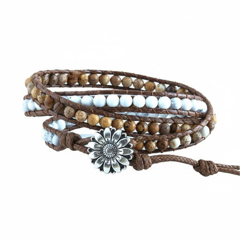Believe 3 Strand Wrap Bracelet Natural Stone Boho Bohemian Yoga Leather Friendship High Quality SouthWest Jewelry Women Girls Jewelry
