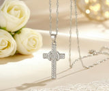 Set - sterling silver zircon cross earrings and necklace S925 pendant for women cast jewelry link chain jewellery for girls