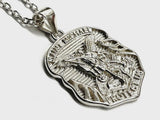 Winged Saint Michael Protect Us Archangel Solid Sterling Silver Waterproof Shield Patron Saint Police Officers Soldiers