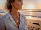 Solid sterling silver cross necklace hammered S925 custom pendant popular size women men girls boys man christian jewelry jewellery
