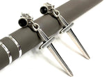 Solid Sterling Silver and Black Onyx Earrings Dangle with Studs S925 Hypoallergenic Elegant