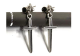 Solid Sterling Silver and Black Onyx Earrings Dangle with Studs S925 Hypoallergenic Elegant