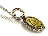 Solid Sterling Silver Ave Maria inlayed necklace Virgin Mary Madonna pendant S925 for Women - Solid Sterling Silver Pendant