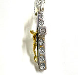 s925 crucifix cross necklace medium solid sterling silver for men silver and gold old world catholic orthodox 3 color jesus