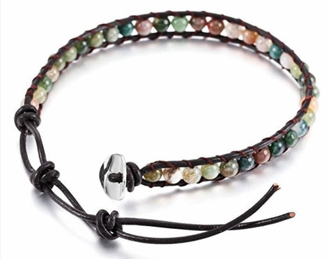 5 wrap bracelet with natural stones in earth colors also 1, 2 and 3 wrap with brown leather southwest cuff boho styling - 5-wrap bracelet