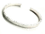 Pure silver bracelet hammered men womens thick raised pattern bangle cuff heavy jewelry - Heavy Hammer Design bracelet