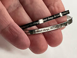 Thin Black and Silver Serenity Prayer Cuff Bracelet All Stainless Steel Bangle Engraved Cuff - Thin Black And Silver Cuff Bracelet