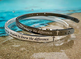 Thin Black and Silver Serenity Prayer Cuff Bracelet All Stainless Steel Bangle Engraved Cuff